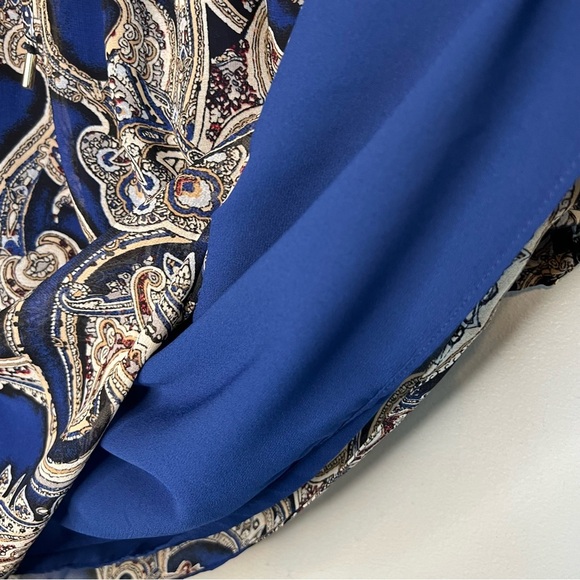 WHBM Womens Parsley Long Sleeve Midi Dress Flowy Sz 10 Waistband Lined - Picture 9 of 12